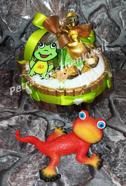 Handtuchtorte zum Geburtstag mit Glücks Frosch